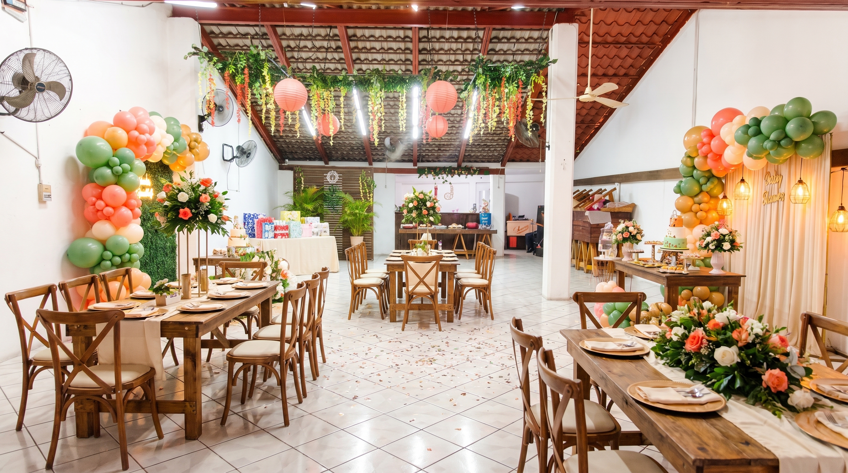 Decoración con linternas colgantes